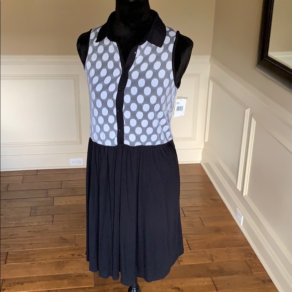 Kenzie Black & White Patterned Collar Dress NWT - Picture 7 of 8